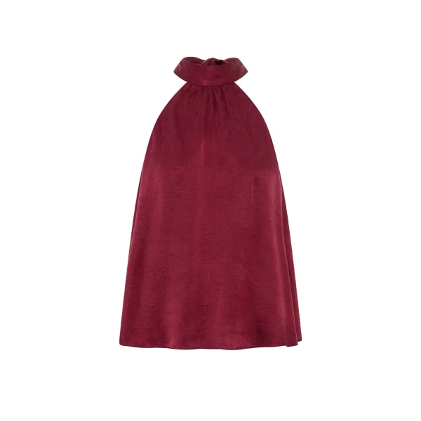 KIVARI Jaxon Halter Top in Plum