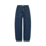 KIVARI Jessica Barrel Jean in Dark Stonewash
