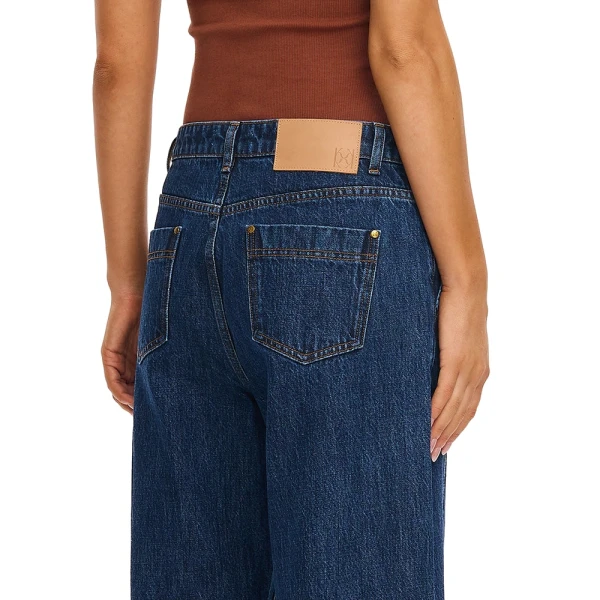 KIVARI Jessica Barrel Jean in Dark Stonewash, view 5