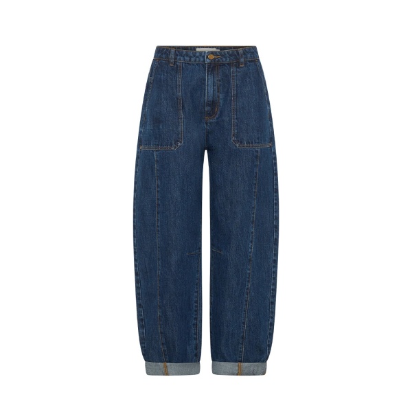 KIVARI Jessica Barrel Jean in Dark Stonewash