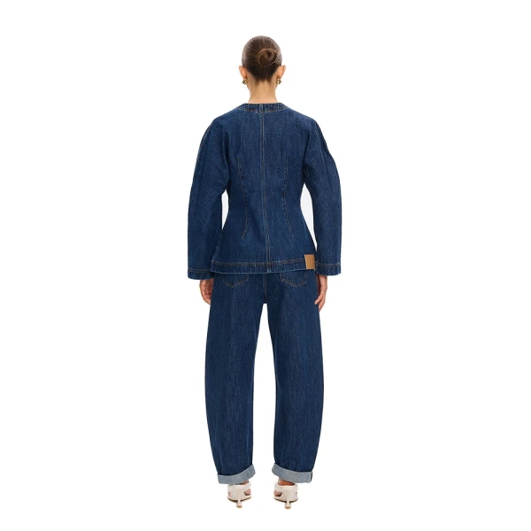 KIVARI Jessica Denim Barrel Jacket in Dark Stonewash, view 5