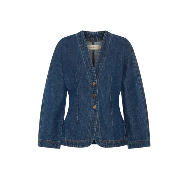 KIVARI Jessica Denim Barrel Jacket in Dark Stonewash