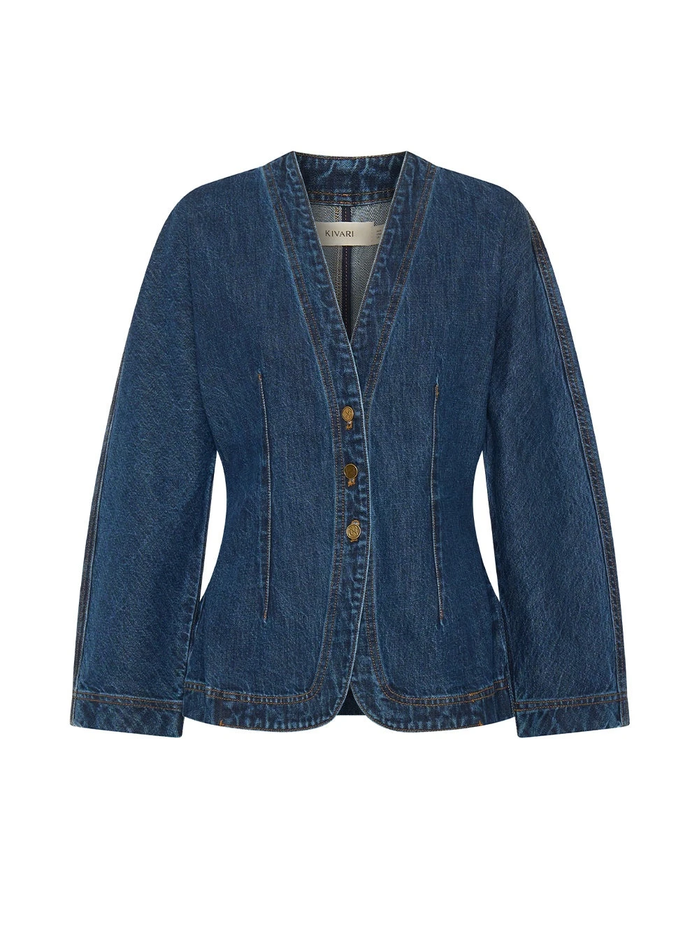 KIVARI jackets Australia Signature Jackets – Luxury Shoes KIVARI Jessica Denim Barrel Jacket in Dark Stonewash