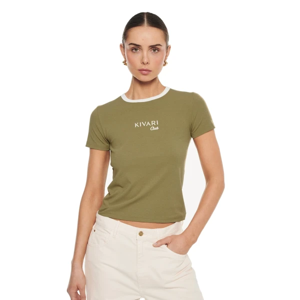 KIVARI Kivari Club Baby Tee in Olive, view 2