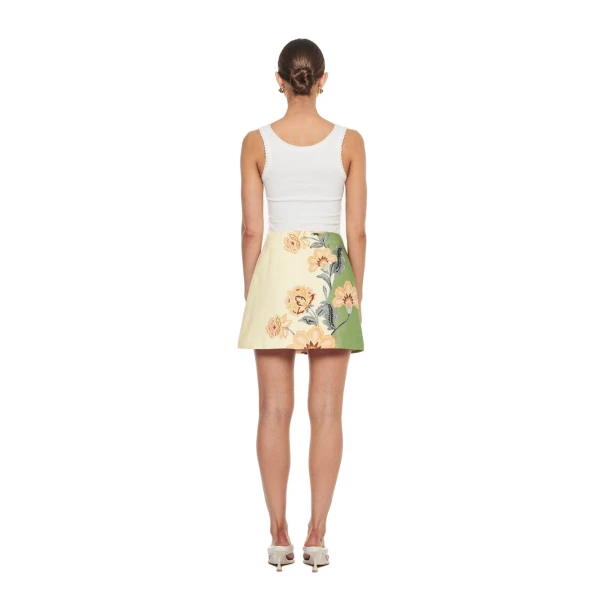 KIVARI Lotte Mini Skirt in Green Cream, view 5
