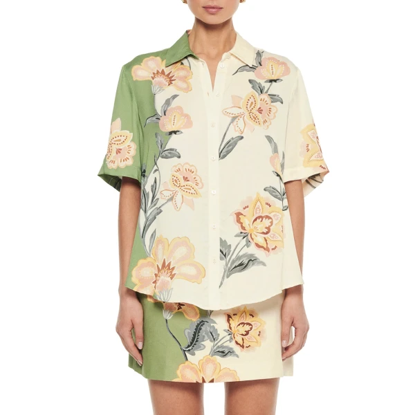 KIVARI Lotte Shirt in Green Cream, view 6