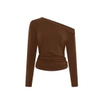 KIVARI Lucie Jersey Top in Chocolate