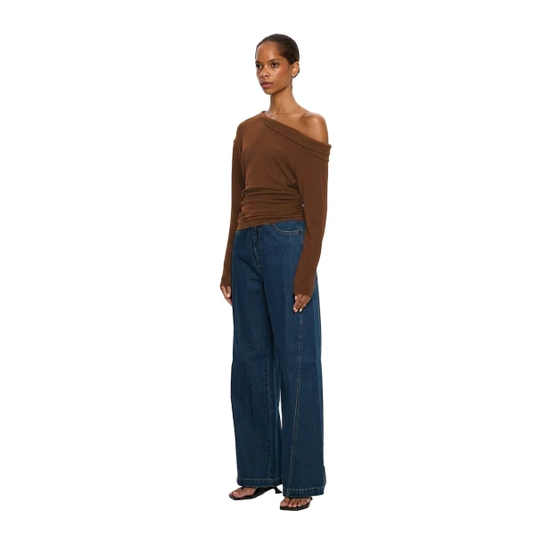 KIVARI Lucie Jersey Top in Chocolate, view 4