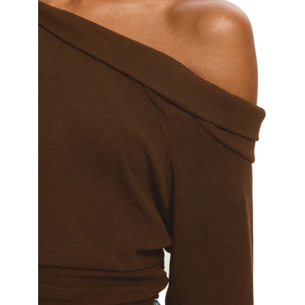 KIVARI Lucie Jersey Top in Chocolate, view 6