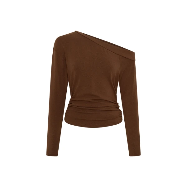 KIVARI Lucie Jersey Top in Chocolate