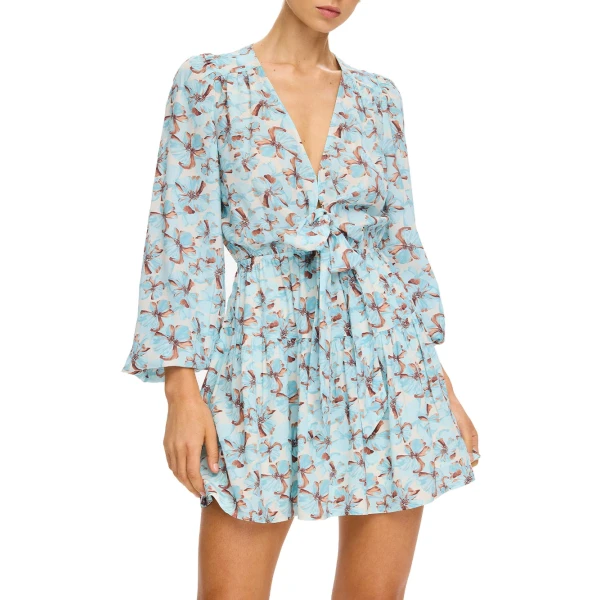KIVARI Lydia Tie Front Mini Dress in Mint
