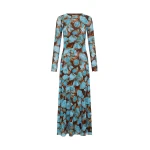 KIVARI Nieve Mesh Maxi Dress in Blue