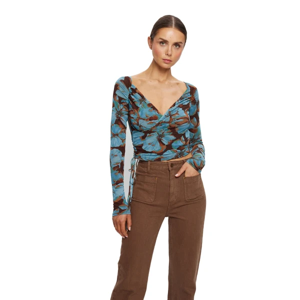 KIVARI Nieve Mesh Top in Blue, view 2