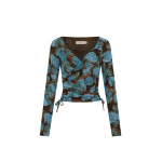 KIVARI Nieve Mesh Top in Blue