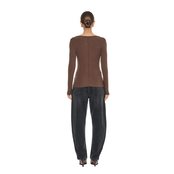 KIVARI Quinn Knit Top in Chocolate, view 5
