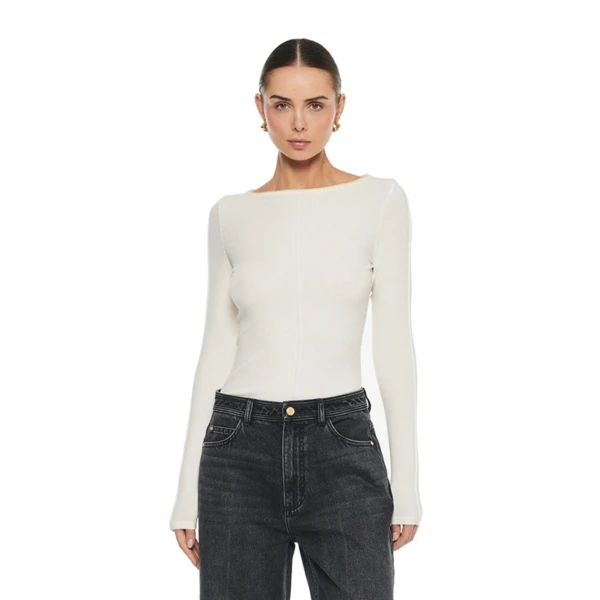 KIVARI Quinn Knit Top in Ivory, view 2