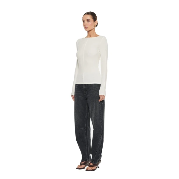 KIVARI Quinn Knit Top in Ivory, view 5