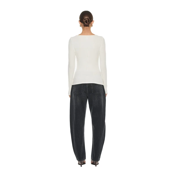 KIVARI Quinn Knit Top in Ivory, view 6