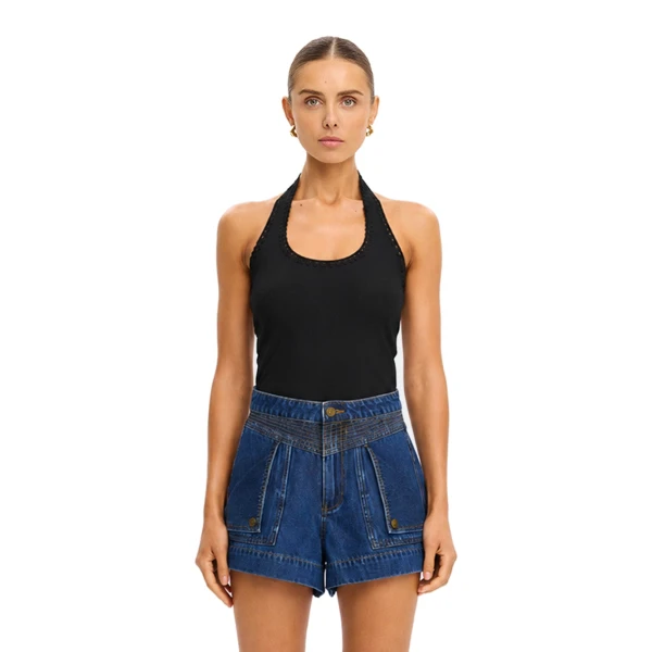 KIVARI Rhea Halter Top in Black, view 2