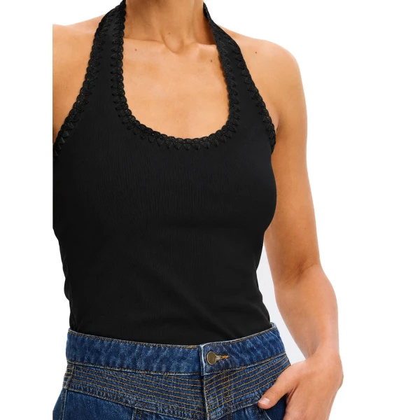 KIVARI Rhea Halter Top in Black, view 5