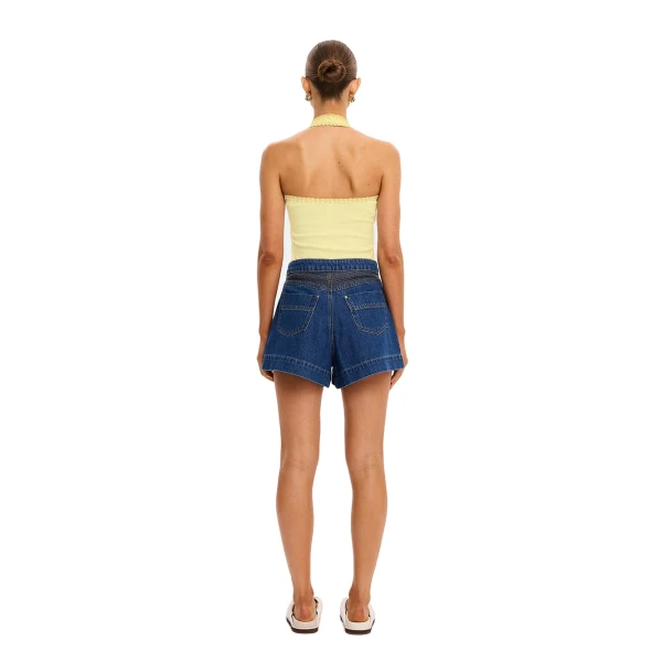 KIVARI Rhea Halter Top in Butter, view 4