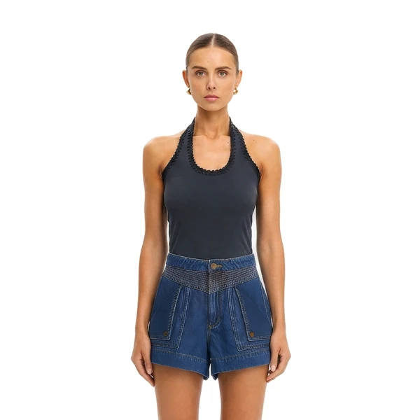 KIVARI Rhea Halter Top in Navy, view 2