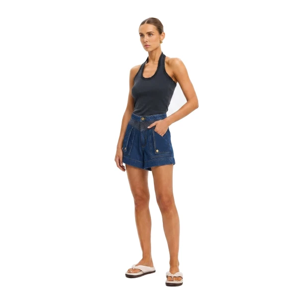 KIVARI Rhea Halter Top in Navy, view 5