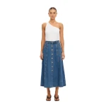 KIVARI Rita Denim Midi Skirt in Drift Blue