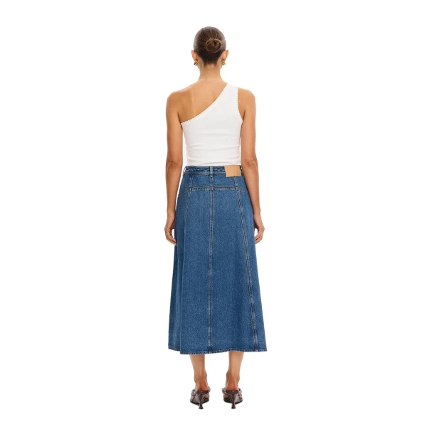 KIVARI Rita Denim Midi Skirt in Drift Blue, view 3