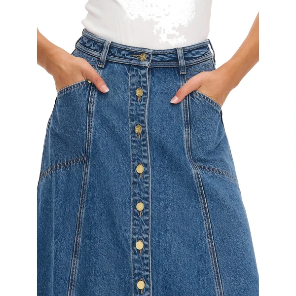 KIVARI Rita Denim Midi Skirt in Drift Blue, view 4
