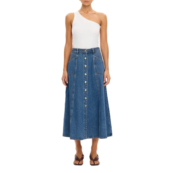 KIVARI Rita Denim Midi Skirt in Drift Blue, view 6