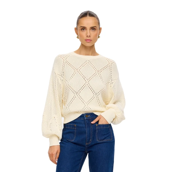 KIVARI Samara Knit Top in Cream, view 2