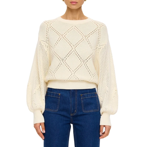 KIVARI Samara Knit Top in Cream, view 6