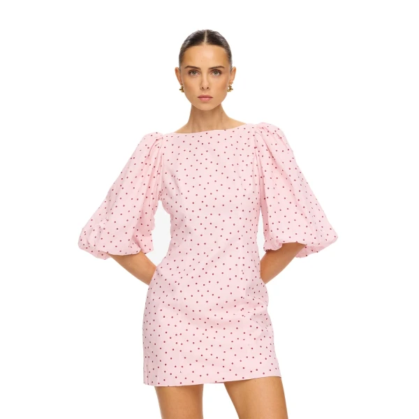 KIVARI Sia Bubble Sleeve Mini Dress in Pink, view 4
