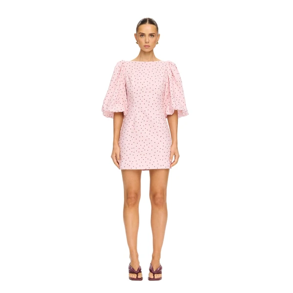 KIVARI Sia Bubble Sleeve Mini Dress in Pink