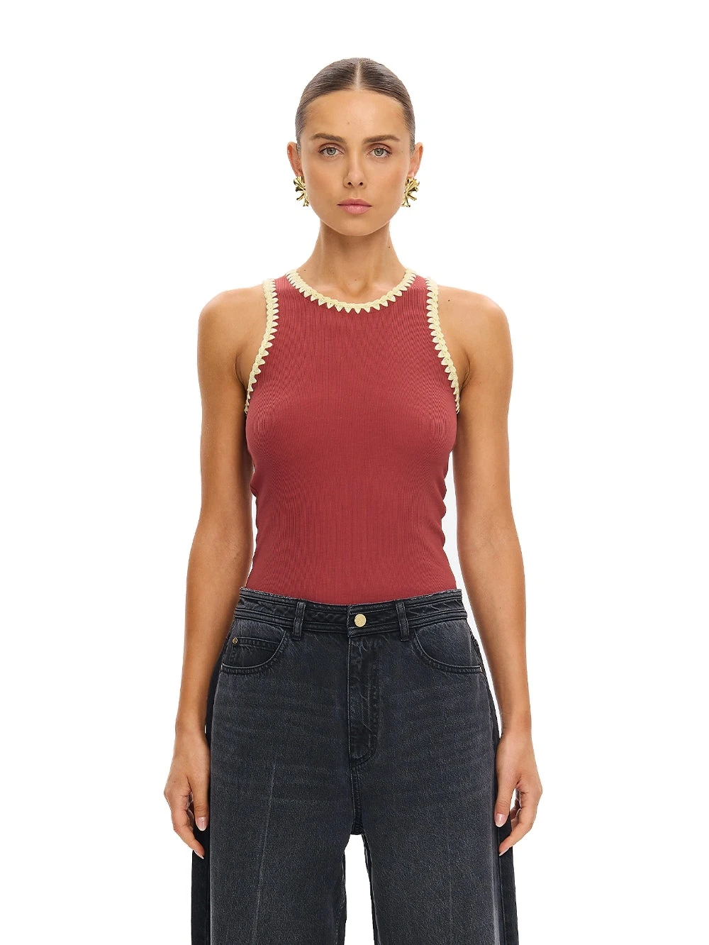 KIVARI tops Australia Signature Tops – Luxury Shoes KIVARI Tallulah Spliced Tank in Brick