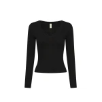 KIVARI Tallulah V Neck Top in Black