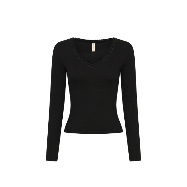 KIVARI Tallulah V Neck Top in Black