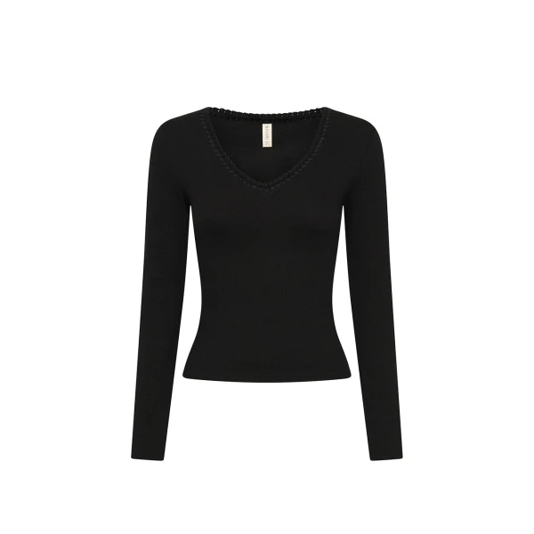 Tallulah V Neck Top in Black