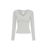 KIVARI Tallulah V Neck Top in Grey