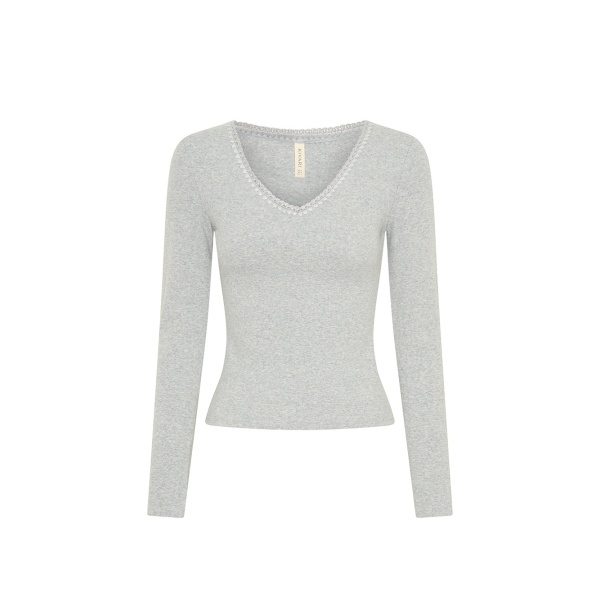 KIVARI Tallulah V Neck Top in Grey