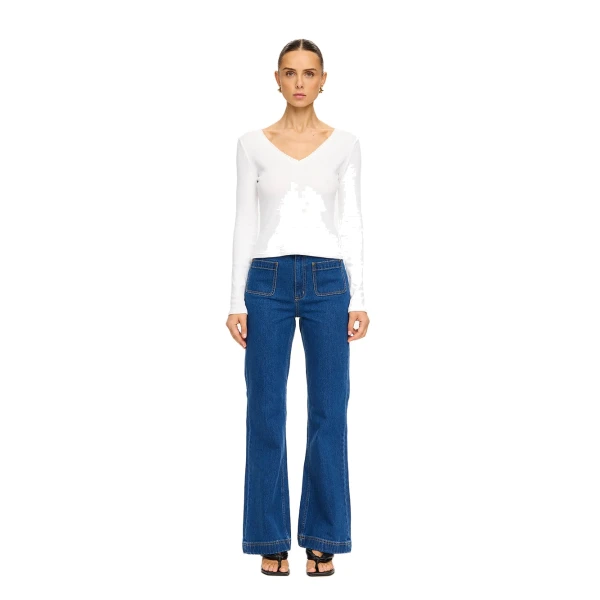 KIVARI Tallulah V Neck Top in Ivory, view 3