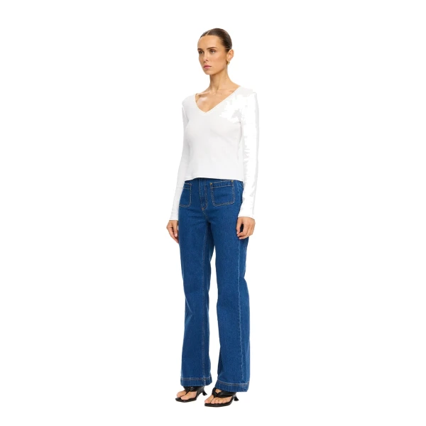 KIVARI Tallulah V Neck Top in Ivory, view 4