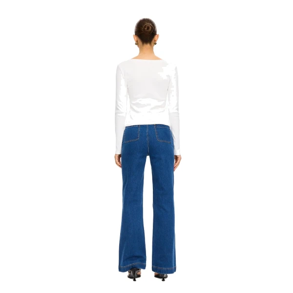 KIVARI Tallulah V Neck Top in Ivory, view 5