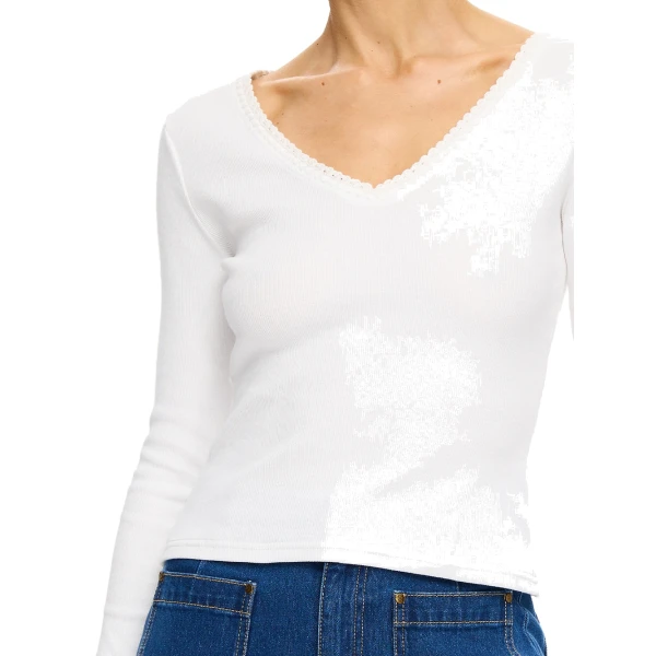 KIVARI Tallulah V Neck Top in Ivory, view 6