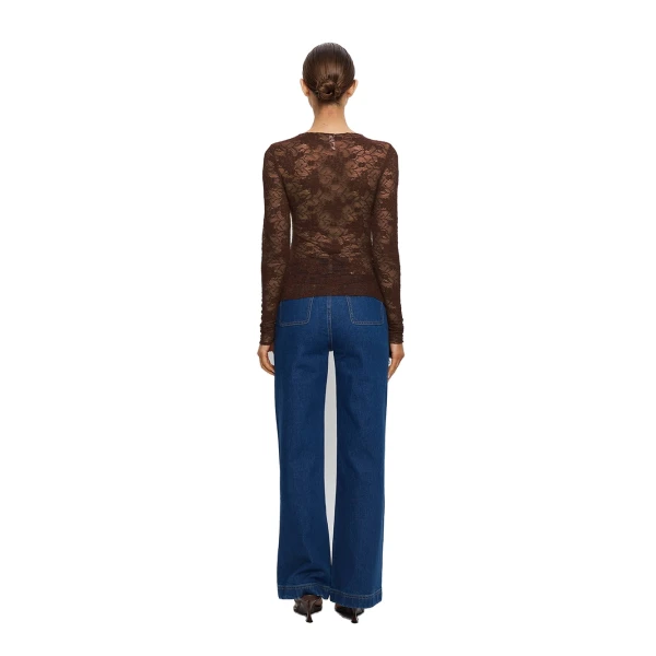 KIVARI Victoria Lace Top in Chocolate, view 3