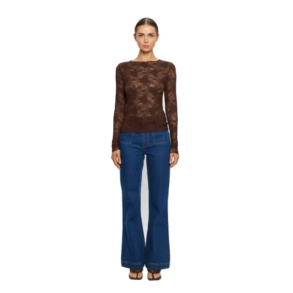 KIVARI Victoria Lace Top in Chocolate, view 5