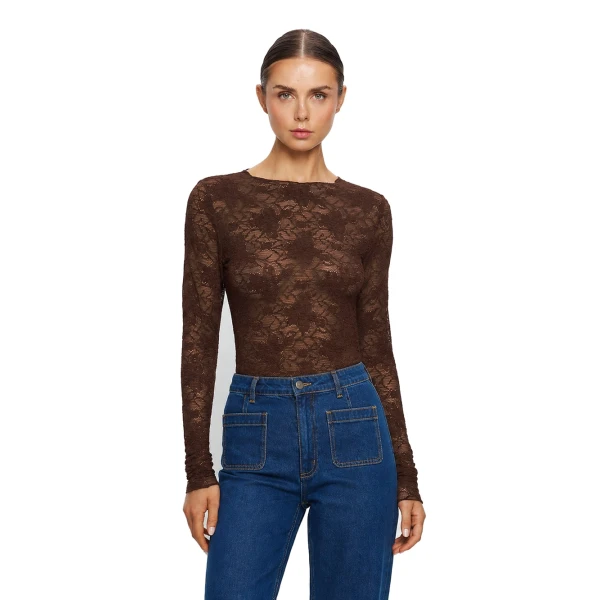 Victoria Lace Top in Chocolate