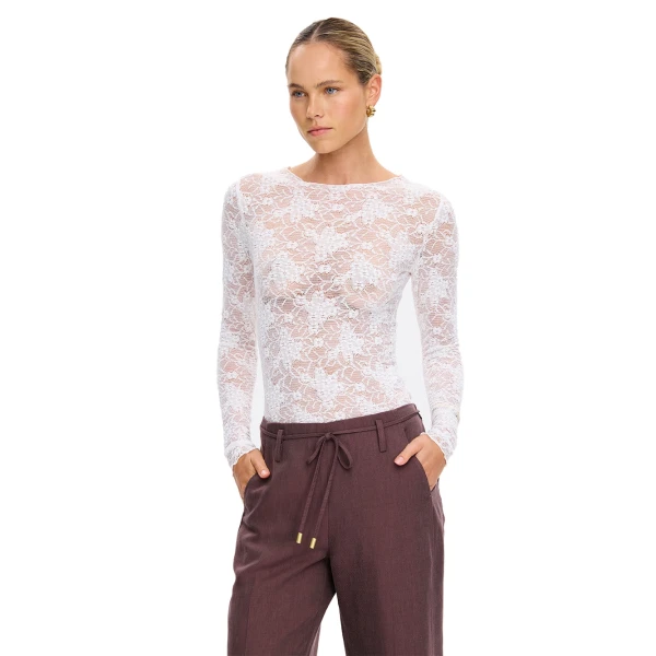 KIVARI Victoria Lace Top in Cream, view 2