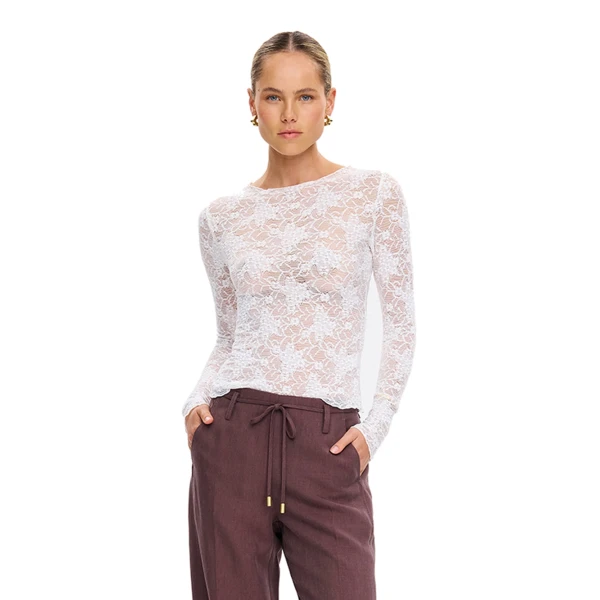 KIVARI Victoria Lace Top in Cream, view 6